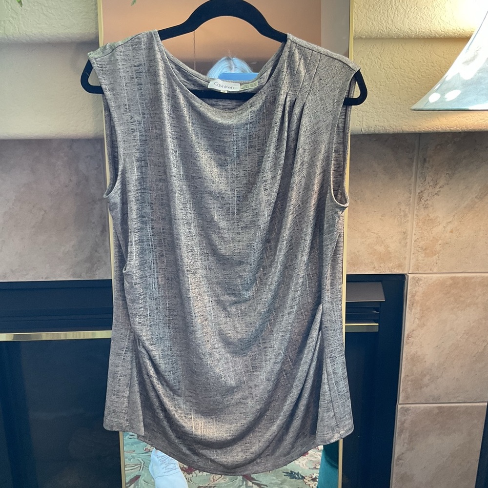 Calvin Klein Silver Draped Blouse